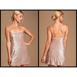 💕LULU'S💕 Poppin Prosecco Blush Sequin Mini Dress